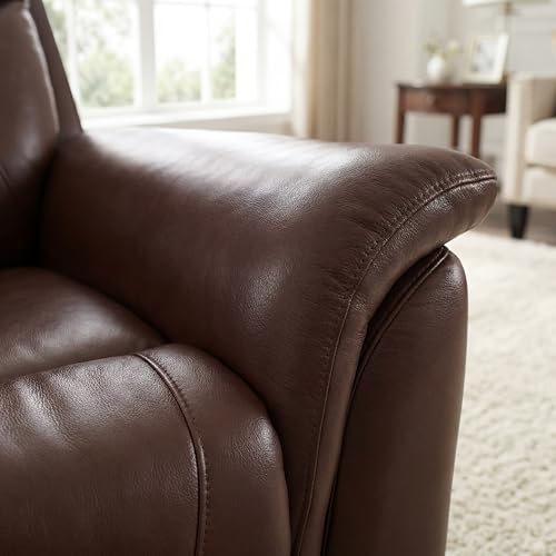 Image of Single Leather Manual Recliner Chair, Oversized Lazy Boy Recliner with Home Theater Seating, Breathable Living Room Reclining Chair for Adults Reading, Gaming, Relax, Brown