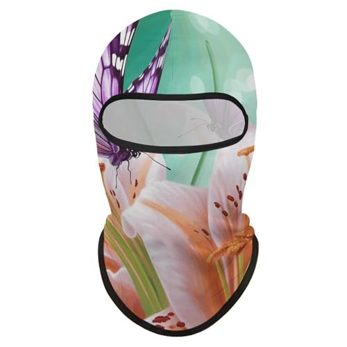 Balaclava para hombre, máscara para esquí y ciclismo, cubreboca con diseño de lirios y mariposas para invierno