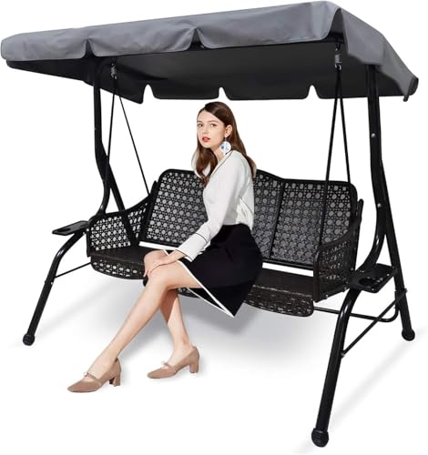 Toldo de repuesto para columpio de jardín de 3 plazas, impermeable, resistente a los rayos UV, resistente, a prueba de desgarros, resistente al viento, para uso al aire libre (tamaño: 190 x 132 x 15