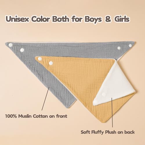 Image of Susurration Muslin Baby Drool Bibs 10Pack Soft Square Adjustable Bandana Bibs for Unisex Baby Girls & Boys