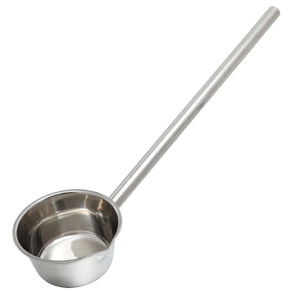 Water Ladle Handle Stainless Steel Soup Ladle Spoon Bath Rinse Cup Kitchen Ladles Bathroom Garden Watering Scoop Metal Water Dipper Shampoo Ladle Scoop Cup