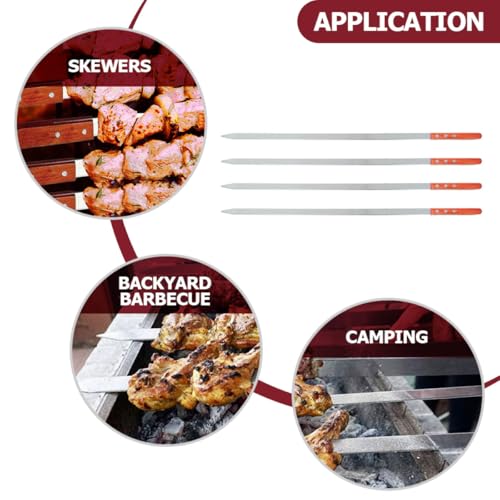 Brochetas para kebabs planas de 50 cm que evitan el giro de la carne en barbacoas, 4 piezas 6