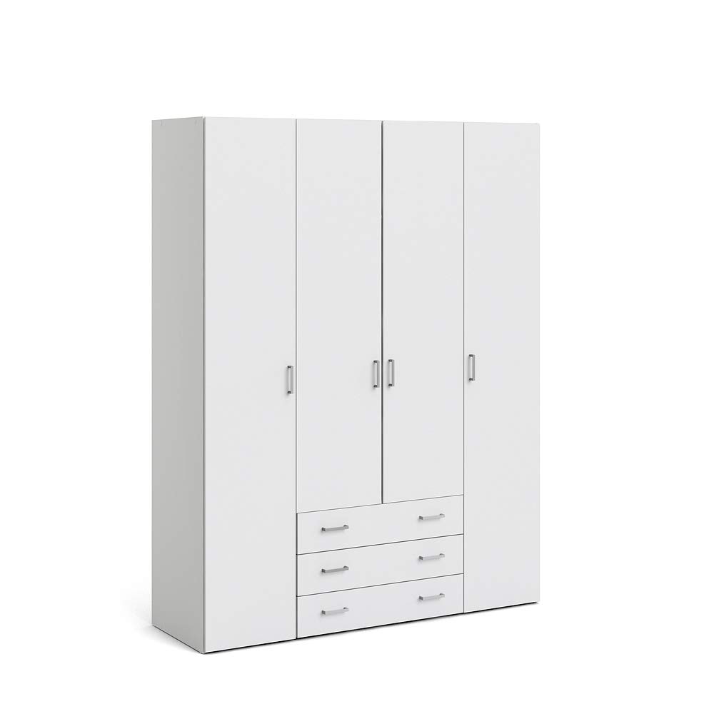 Tvilum 704104949 Jade Armoire avec 4 Portes + 3 tiroirs (200) Blanc