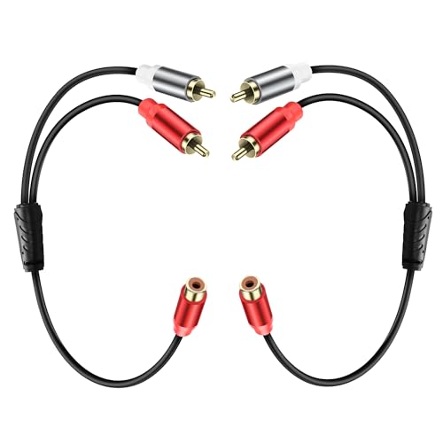 JSADZKJ Câble RCA pour caisson de basses 1 RCA femelle vers 2 RCA mâles en Y - Câble audio stéréo plaqué or - Cordon adaptateur pour caisson de basses - Pour système Hi-Fi, amplificateur TV, home