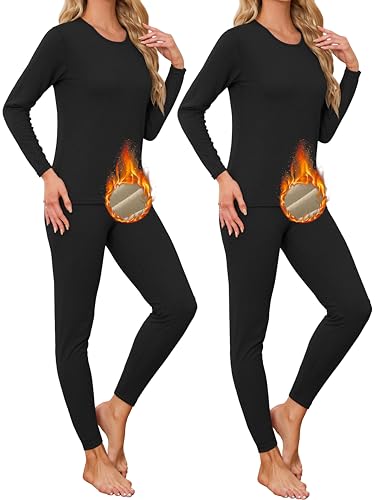 TELALEO 2 Sets Thermal Underwear for Women Long Johns Double-Sided