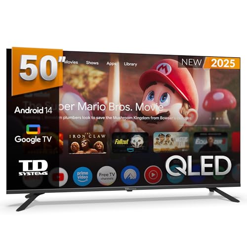TD Systems - Smart TV 50 Pulgadas 4k QLED, Android 14 GTV, Television TDT HD, Modelo 2025, Televisor con 3 años de garantía - PRIME50K21GLQ