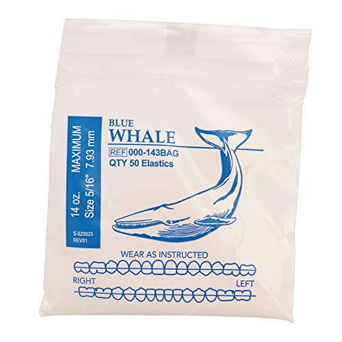 American Orthodontics Elastics Wildlife Blue Whale | Maximum, 14 Oz, 5/16" Size, 50 Packs Per Box, 2,500 Elastics | Made In The Usa | Exacting Dimensions, Precision Cutting, Top Quality Latex Tubing #TOP10