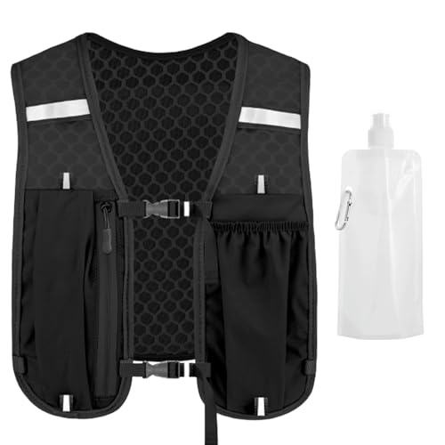 MUNSKT Gilet de Course léger avec Bouteille d'eau Pliable, Sac à Dos d'hydratation de Course...