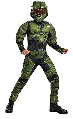 Disguise Costume de Master Chief ou Spartain Halo pour enfants garçons (Master Chief Deluxe Infinite Light Up (Muscles), taille L 10-12 ans