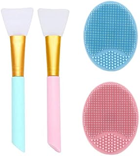 2 Pcs Facial Cleansing Brush,2 Pcs Silicone Face Mask Brush Mini Manual Silicone Face Scrubber Face Massager Brush Anti-Aging Skin Cleanser and Deep Exfoliator Makeup Tool for Facial Skin Care(4 Pcs)