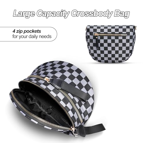 Image of Checkered Crossbody Bag, Bum Bags for Women Crossbody,Spacious Sling Bag Purse Fanny Packs with Shoulder Strap