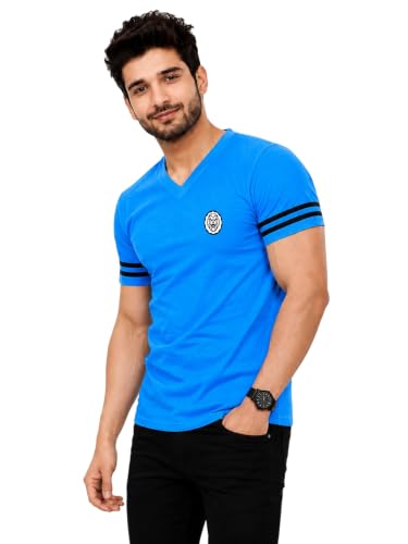 Image of Geum Men's Solid Half Sleeve V-Neck T-Shirt | Soft & Breathable Fabric | Regular Fit | Casual Everyday T-Shirt