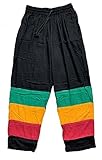 Nayt Men's Striped Rasta Long Pant Black Red Yellow Green (XL)