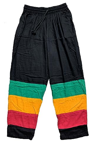 Nayt Men's Striped Rasta Long Pant Black Red Yellow Green