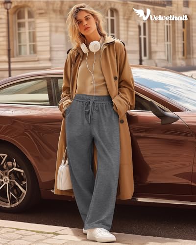 3 Pack Women's Wide Leg Sweatpants Interior Drawstring Baggy Sweatpant High Waisted Casual Jogger Pant with Pocket2
