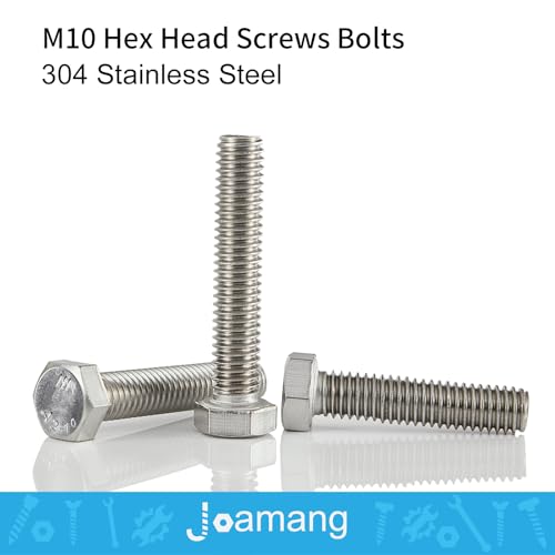 Image of M10 x 20mm 25mm 30mm 35mm 40mm Hex Bolts, Hexagon Head Screws, 304 Stainless Steel(A2-70), Metric Fully Thread, Bright Finish, Assortment Kit 15PCS
