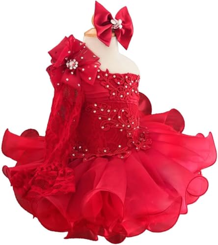 Toddler Girls Cupcake Pageant Dress Infant One Shoulder Ball Gown for Pageant Birthday4