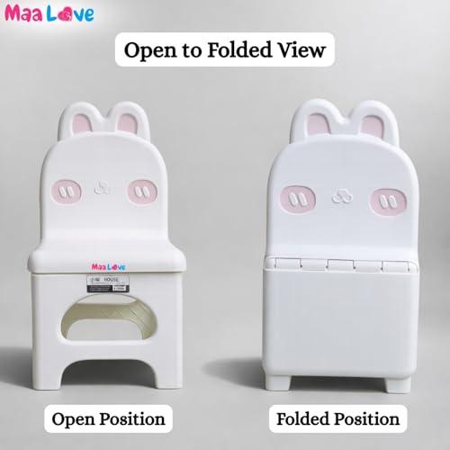 Image of Plastic Foldable Chair for Kids | School Study Chair for Indoor or Outdoor Use for Toddler Kids | Strong & Stable, Safe Rounded Edges | Capacity Up to 40 Kg (White)