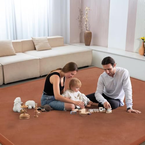 Image of Baby Play Mat for Floor Nursery Muscle Mat Area Playroom Rug 39 inchx59 inch Elastic Foam 1.3 inch Thick Crawling Mat for Babies,Toddlers, Infants,Kids (Brick Red)