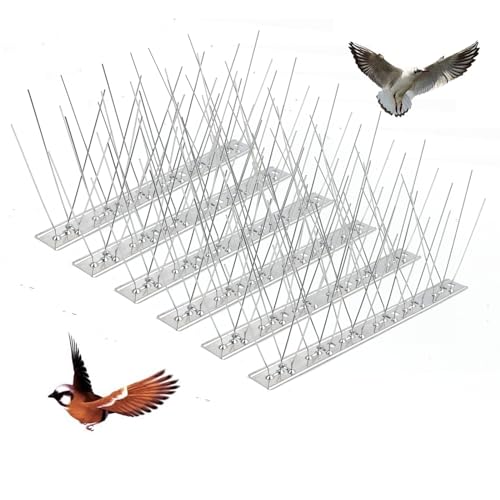 Homo Trends 6PCS Bird Spikes, Anti Pigeon Spikes, Fence Spikes, Bird Repellent Devices, Bird Spikes for Pigeons Cat Magpie Squirrel Seagull Deterrent, Bird Scarers for Gardens Roofs Balcony