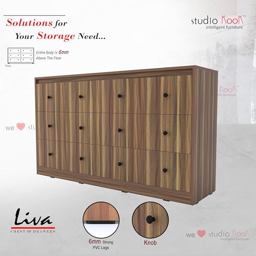 Image of Studio Kook Liva Engineered Wood Chest of Drawers with 6 Drawers (Matte Finish) (Walnut)