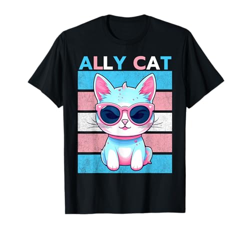 Trans Ally Cat Pride with Trans Flag, Transgender Ally Cat T-Shirt