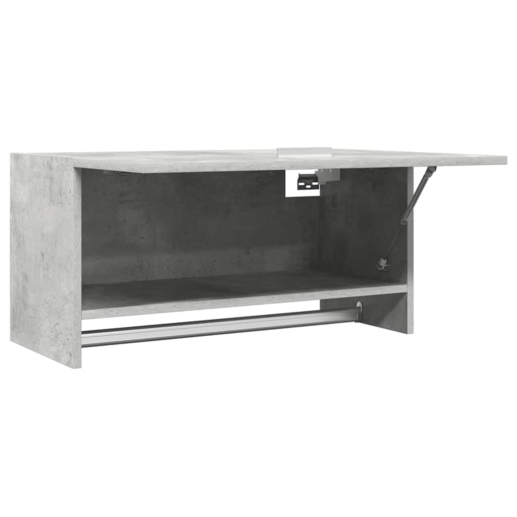 Kleiderschrank Betongrau 70x32,5x35cm Holzwerkstoff mit Kleiderstange, Stauraum, Fach, Regal, Tür, Wäscheschrank, Garderobe, ideal für Schlafzimmer, Flur, Kinderzimmer