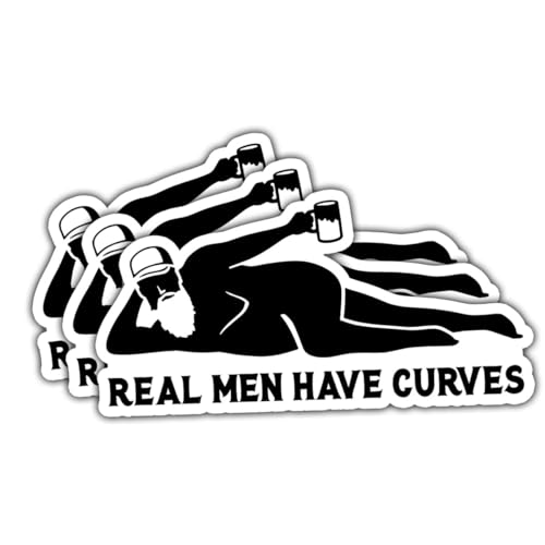 3 Pcs Real Men Have Curves Funny Beer Sticker Humorous...