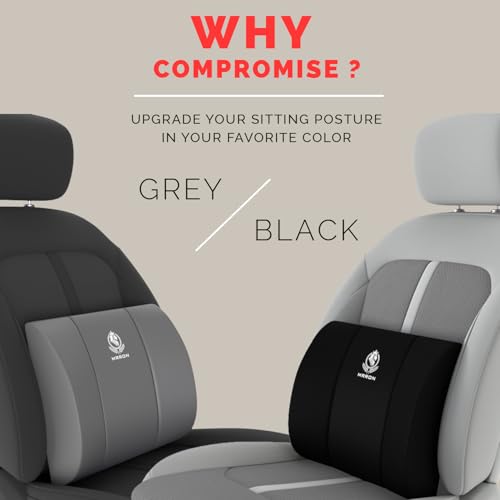Image of MRRON Car Seat and Coccyx Pillow Kit Memory Foam Back Support and Siting Cushion Ergonomic Adjust Sitting Position Relief Pain for Car or Office Chair (Black, Lumbar)
