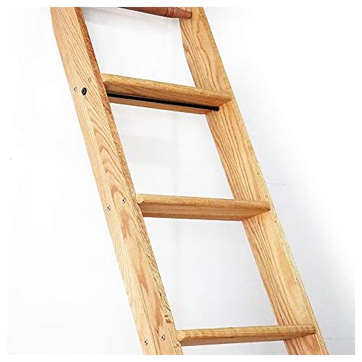 Quite Guide Library Ladder Kit Wooden Ladder 8 Foot 9 Foot 10 Foot Red Oak Unassembled (8 Foot)
