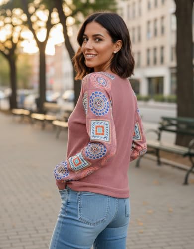 Image of TAGAS Women Women's Floral Print Round Nack Full Sleeve TOP || Women Tops l || Tops for Womens|| Women Long Sleeve Tops|| Tops ||Trendy TOP for Womens