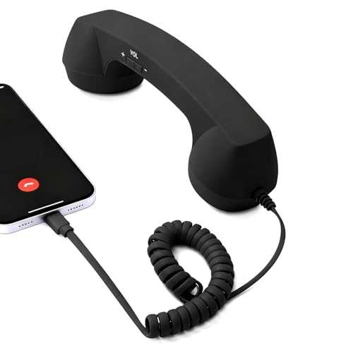 Auriculares Tipo-C con micrófono y diseño de combinador telefónico vintage para móvil