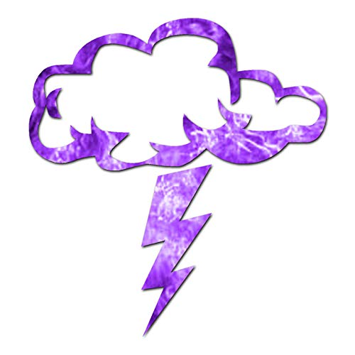 Image of Storm Cloud Lightning Bolt - Vinyl Decal Sticker - 5.75 inch x 6.25 inch - Purple Flames