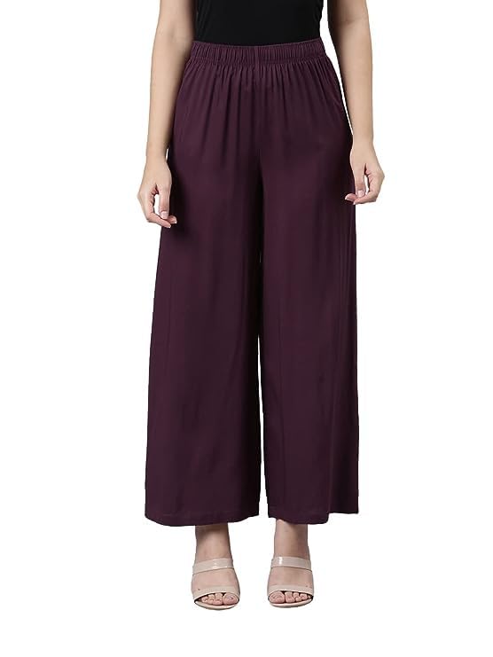Image of Fancy Star Women Super-Combed Cotton and Rayon Solid Full Length Regular Palazzo