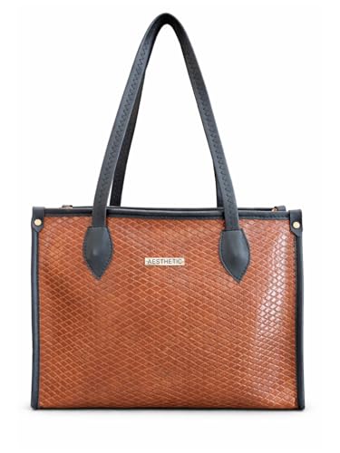 Image of KEALIN Women Stylish Cream Tote Bag with Double Chain Handles | Large Capacity Shoulder Handbag | PU Leather Office, Shopping & Travel Handbag for Women & Girls
