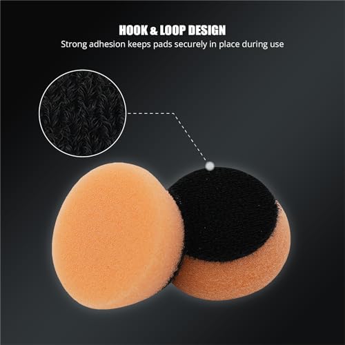 Image of SPTA T40 Orange Mini Medium-Cut Polishing Pads Sets, 5Pcs 1.3inch /32mm Sponge Polishing Buffing Pads, Car Foam Detail Polishing Pad Kit for Car Detail Polishing, Small Area Polishing -FPTSS1O