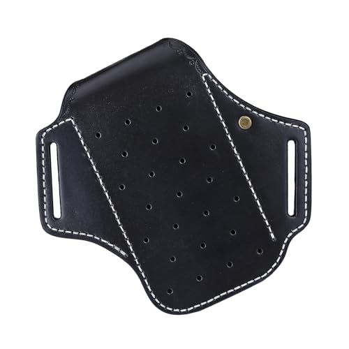 Image of Leather Cell Phone Holster Pouch Belt Case Multitool Camp EDC Sheath-Black | All-in-One EDC Organizer, Bottom Charging Port, Magnetic Closure,Full-Grain Leather,Gift for Camper,Retro Style Rigid Case
