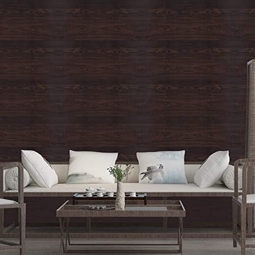 Image of 3D Dark Wood Wallpaper PVC Self Adhesive Wooden Wall Paper Cabinets Home Office, Furniture, Door, Wardrobe, Kids Room, Decoration (45 x 500 cm)