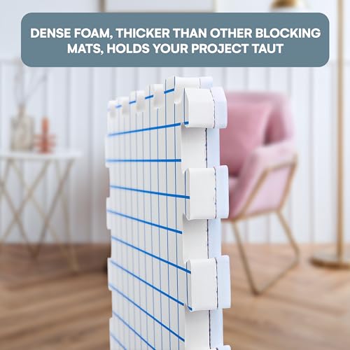 KnitIQ Blocking Mats for Knitting Extension Kit - 3 Extra Thick Blocking Board for Crochet to Increase Layout for Larger Knitting, Crochet, Needlepoint and Lace Projects - Blocking Board for Crochet