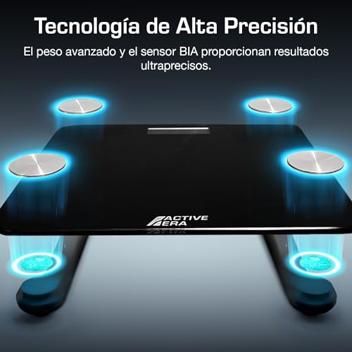 Active Era Bascula de Baño Bluetooth con Aplicación Móvil - Monitor de Composición Corporal (Peso, Masa Muscular Edad Metabólica,Grasa Corporal, IMC), Bascula Grasa Corporal y Muscular - Negro - Imagen 6