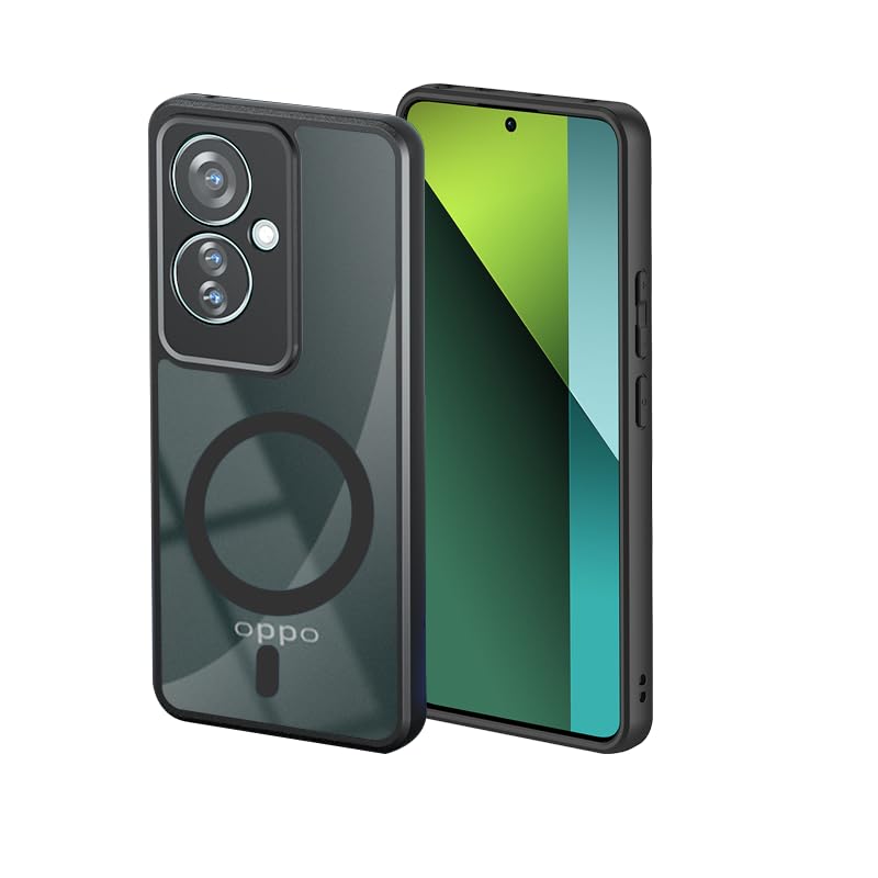 Image of For OPPO Reno11 A Case, Transparent Design, Shockproof, Scratch Resistant Back, Built-in Magnet, Compatible with MagSafe, Matte Case, US Military MIL Standards Certified, Hybrid, TPU Bumper, PC Micro