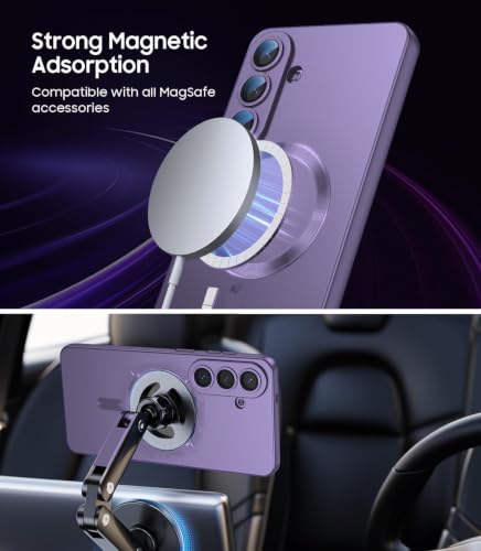 Image of DIZORO Compatible with Samsung S26 Case, Compatible with Mag Safe, Matte Luxury Metallic Luster Flexible TPU Wireless Charging Shockproof Case with Camera Protector Desert Violet