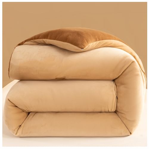 ZTGL Caqui,150x200cm(3.0kg), Edredón Grueso y Cálido en Invierno, Núcleo de Edredón Acolchado, Colcha Ultra Suave, Edredón de Plumas de Terciopelo de Leche Doble Cara, Manta de Felpa