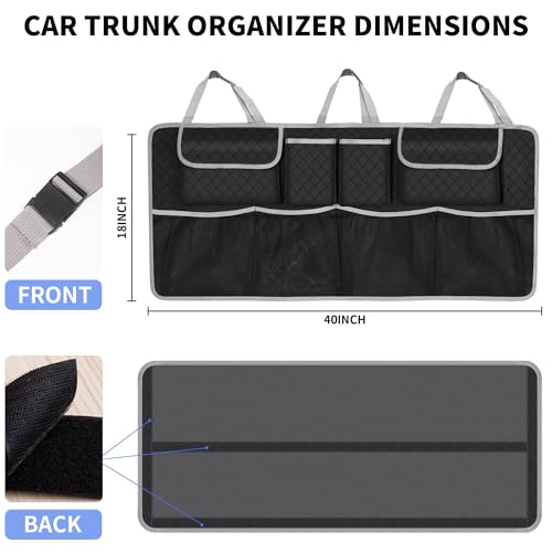 Image of Car Trunk Organizer and Storage, Large Capacity Backseat Hanging Storage Accessories, Backseat Car Organizer for SUV /MPV /Truck (Gray)