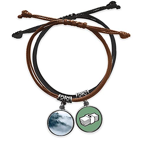 Pulsera Bosque de Niebla cadena de mano cuero trenzado amuleto dinero para hombre y mujer