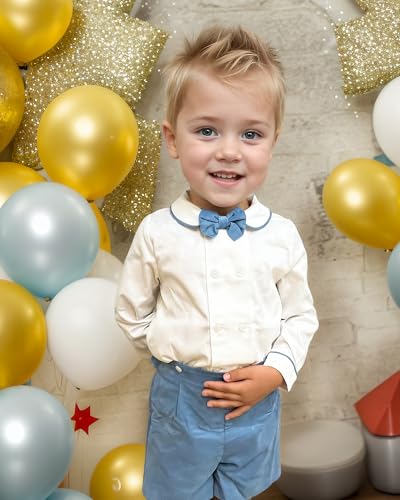 Toddler Boy Clothes Suit | Baby Boys Long Sleeve Formal Outfit with Bowtie + Pants | Wedding Birthday Party Suits2