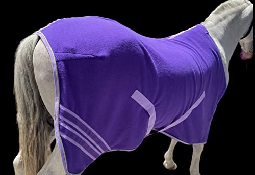 Image of Majestic Ally Anti Pill Fleece Horse Blanket /Sheet with Silver Braided Rope (Purple, 74)