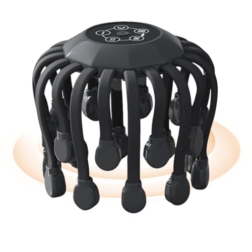 Massaggiatore per la testa, dispositivo vibrante a forma di polipo, per rilassamento completo del cuoio capelluto, strumento di massaggio a 360 gradi con 5 modalità e funzione musicale, favorisce il