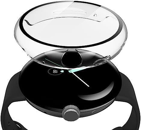 Misxi 2 Pack Hard PC Case with Screen Protector Compatible with Google Pixel Watch 2 (2023) / Pixel Watch 41mm, High Sensitivity Lightweight Anti-Fall Cover, Transparent
