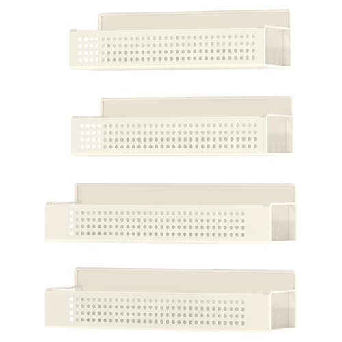 SONGMICS Especiero Magnético, Juego de 4, 2 Estantes Grandes y 2 Pequeños, Organizador de Especias sin Taladrar, para Cocina, Frigorífico, Microondas, Lavadora, Blanco Crema KCS061W01